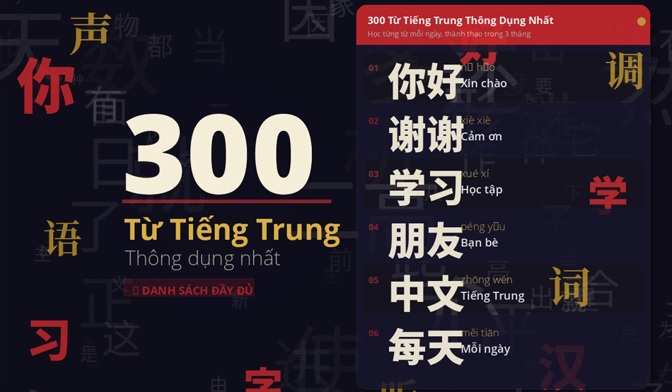300 từ tiếng Trung