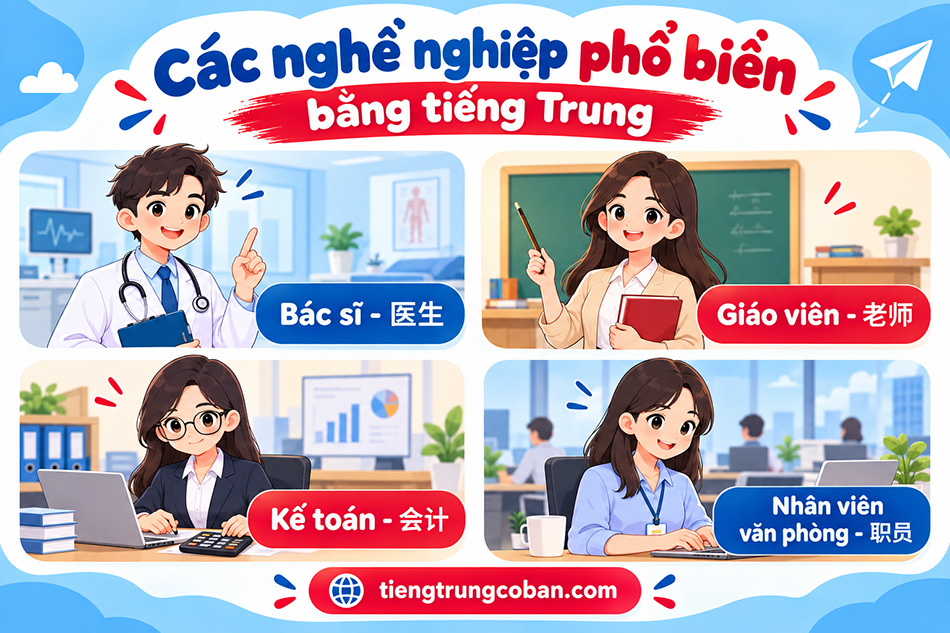 Các nghề nghiệp phổ biến bằng tiếng Trung
